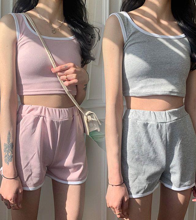 [나시바지SET] 비침없는 뉴돌핀바지+두꺼운끈나시 4COLOR