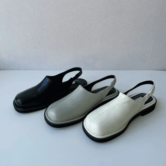 [굽2.5cm] 라인 밴딩 블로퍼 (3color) / 뮬 플랫 로퍼 슬리퍼 샌들 라이트그레이