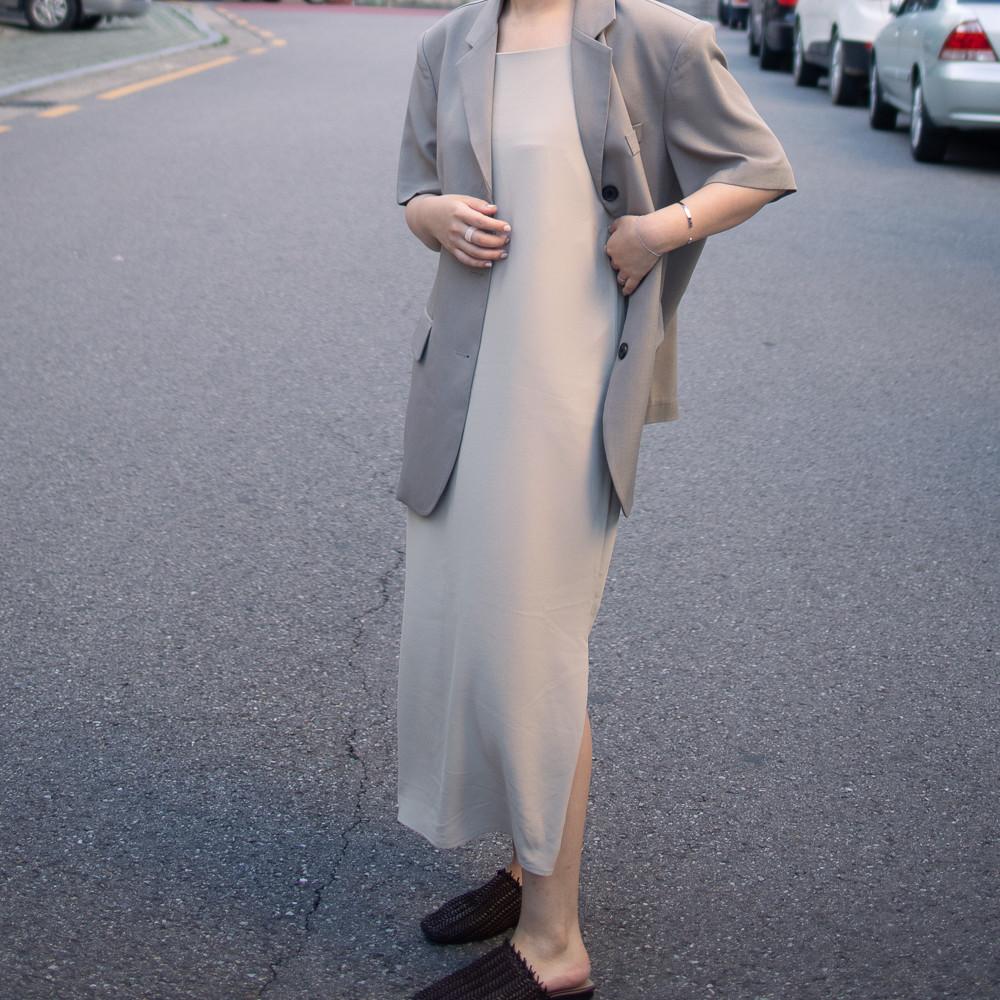 비침없는 끈 나시 슬립 롱 원피스 검정 베이지 민소매 맥시 뷔스티에 레이어드 스퀘어넥