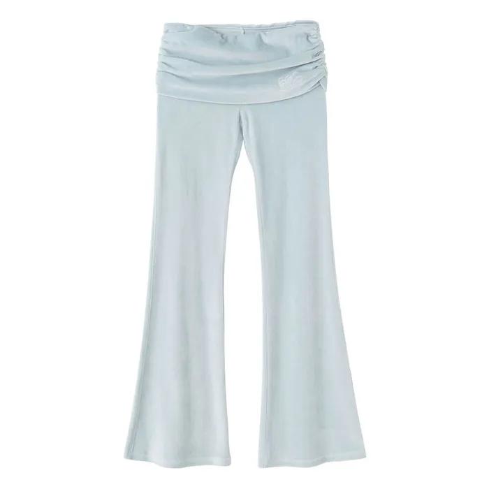 Velour Shirring Lowrise Pants Baby Blue