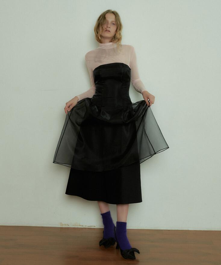 TUBE TOP ORGANZA DRESS_BLACK