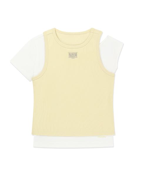 W SMALL CLASSIC LOGO ONE SHOULDER LAYERED TEE ivory