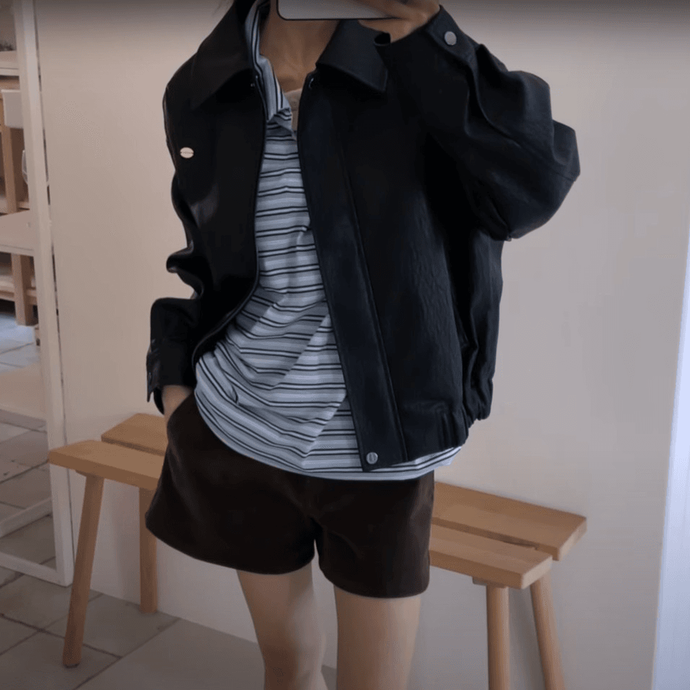 [성혜PICK]WASHED FAUX LEATHER JUMPER_BLACK