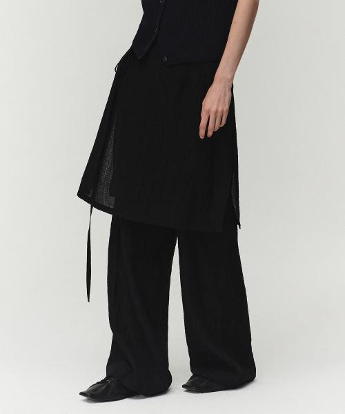 텐셀 레이어드 스커트 팬츠 (블랙)
