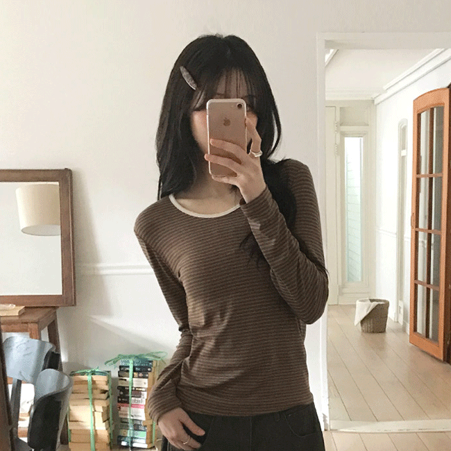 [봄기본템🎀/데일리룩] ST쫀득랍바U넥긴팔티 (5color)