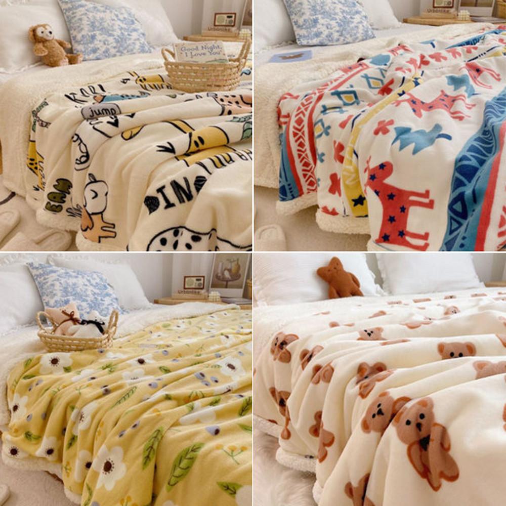 두꺼운 양털담요 극세사 쇼파 밍크담요 겨울 곰돌이 감성 캠핑 차박 이불