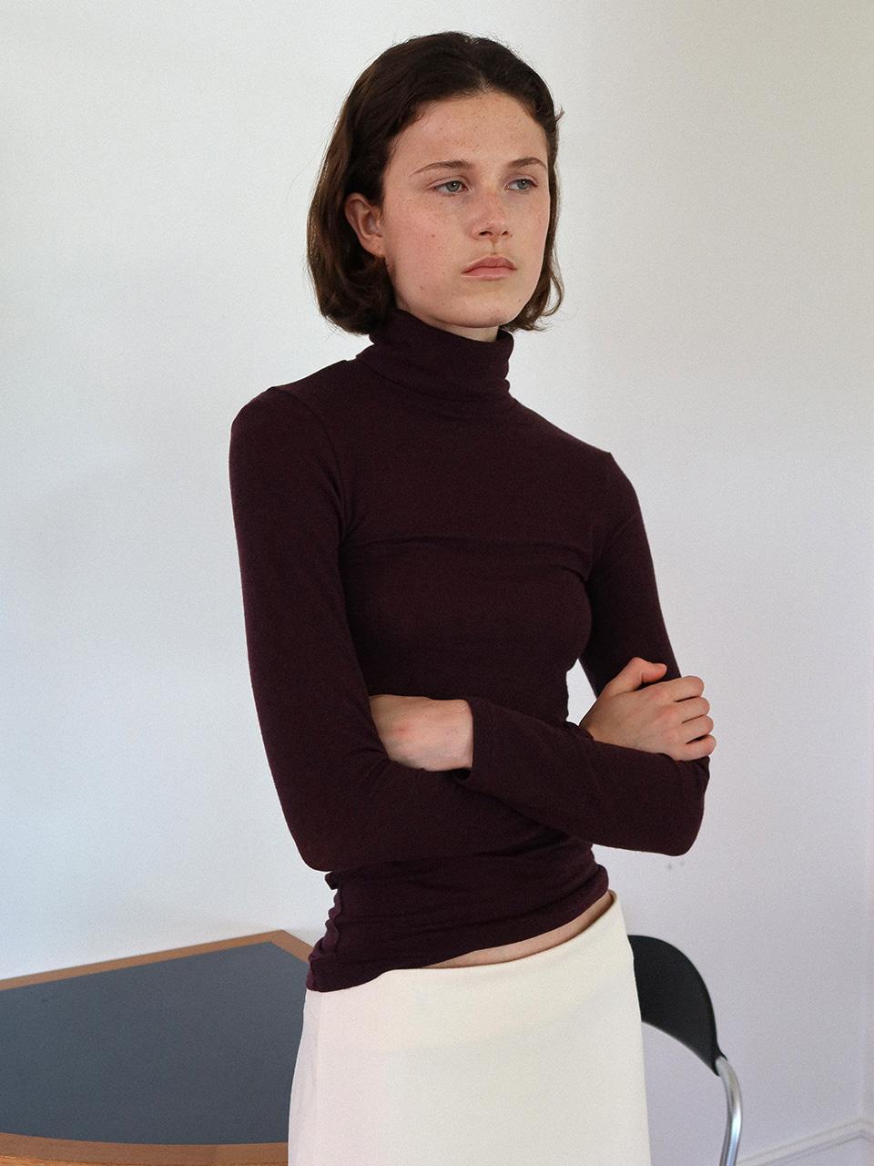 soft turtleneck top - purple