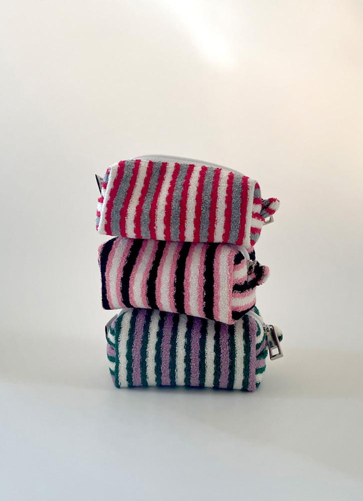 [3color]스트라이프 미니 테리 스퀘어 파우치