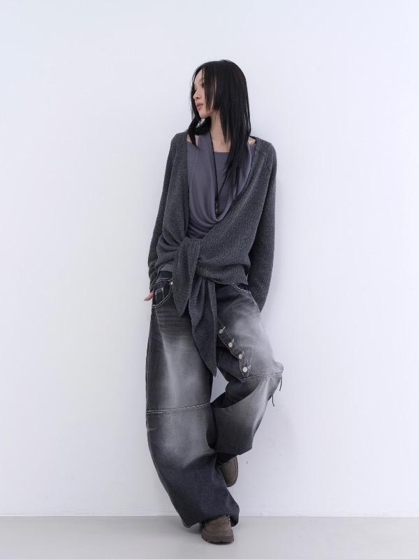 net wrap knit cardigan