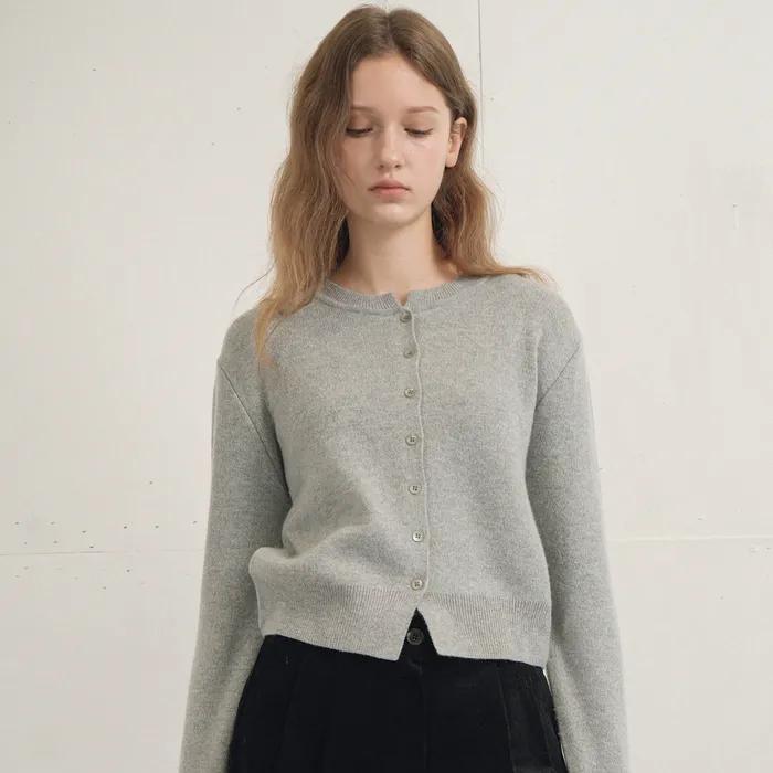 [29CM 단독][15차리오더/윤아,피프티 착용] Cashmere Round Knit Cardigan (Gray)