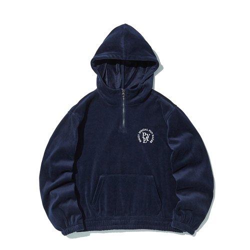 [23FW] 우먼스 기모 면사틴 벨로아 크롭 후드 네이비 ITX4TH53PNA