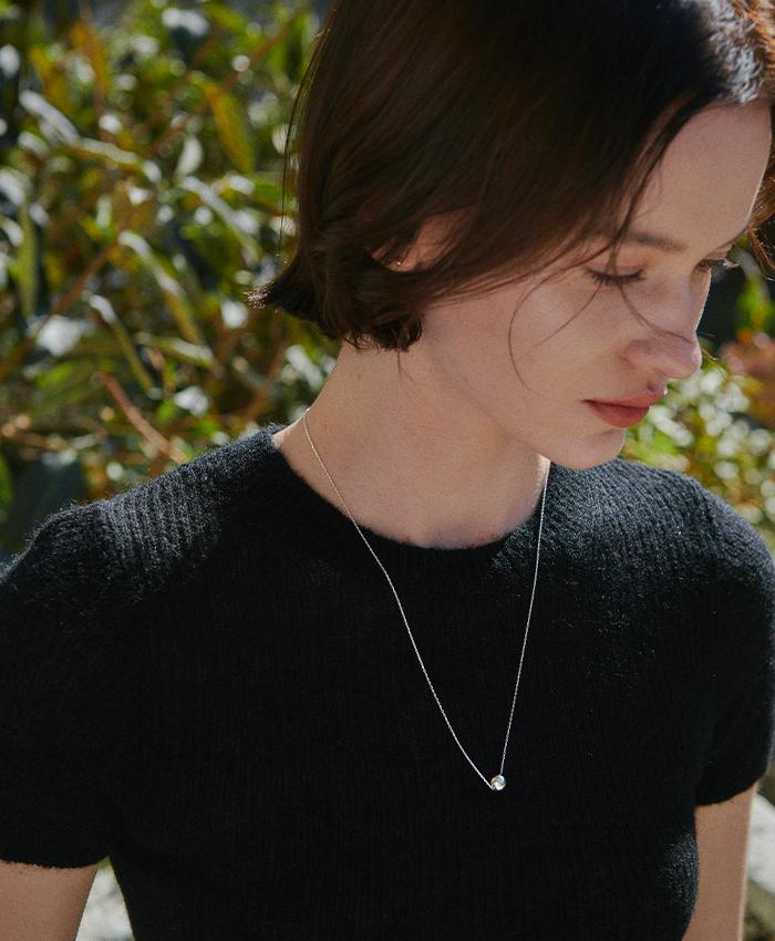 [925 silver] Un.silver.174 / simple ball necklace (long ver.)
