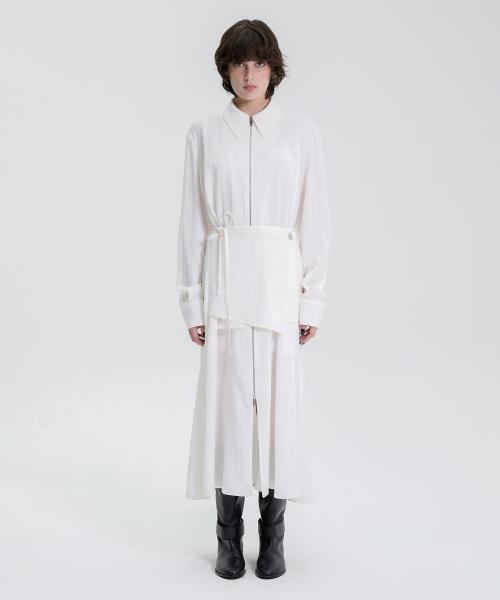 Wrap Shirt One-piece [ White ]