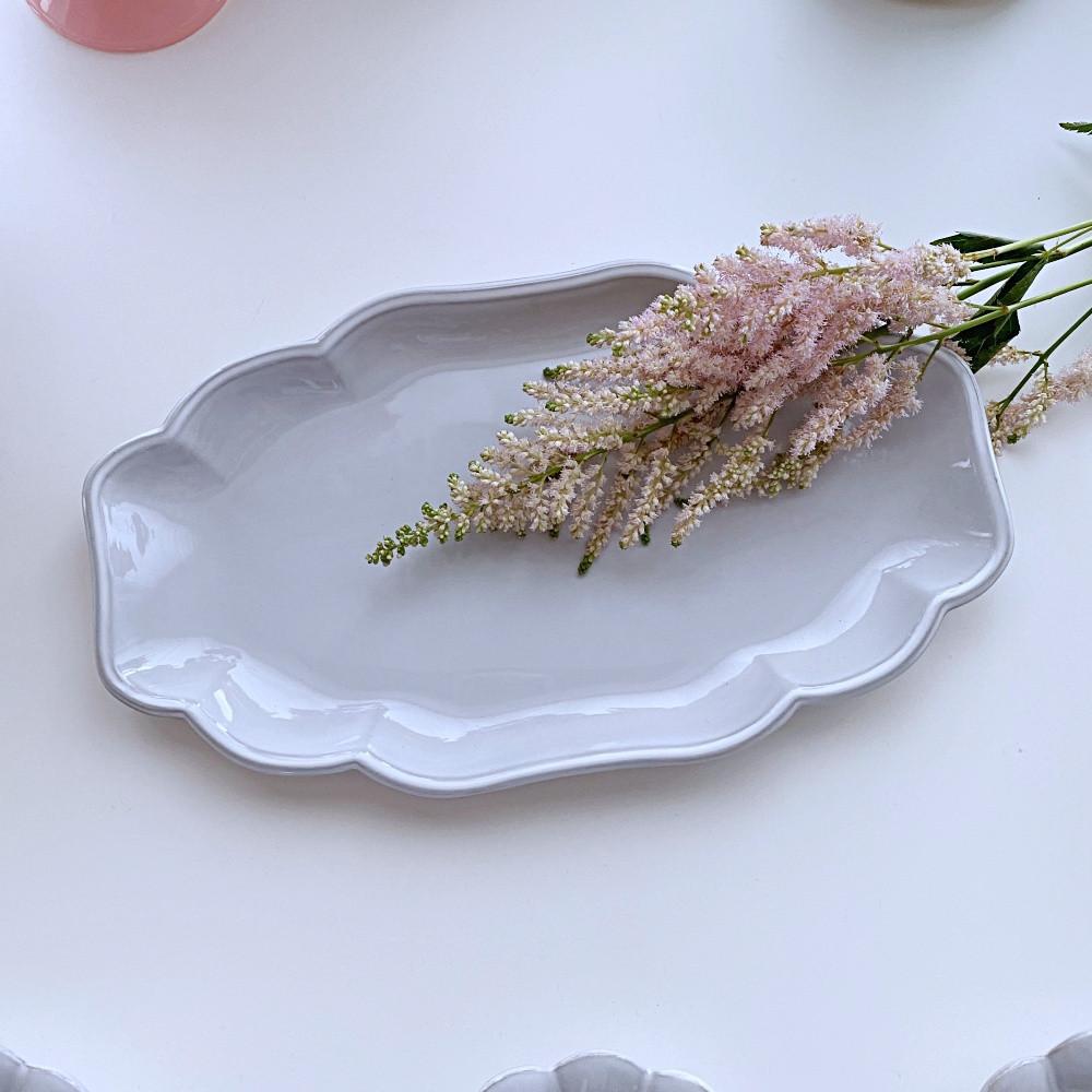 정희진도자기 클라우디 접시 대형 앤틱 벤치 그림 플레이팅 구름 타원 핸드메이드