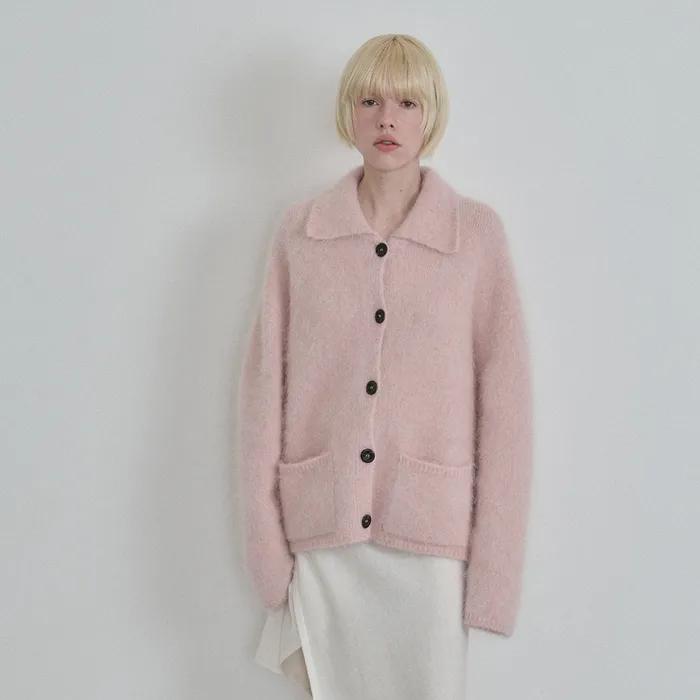 [2차] Liv Alpaca Round Collar Cardigan (Light Pink)