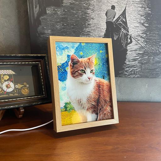 LED 라이트박스 디지털 유화 반려동물 초상화 액자