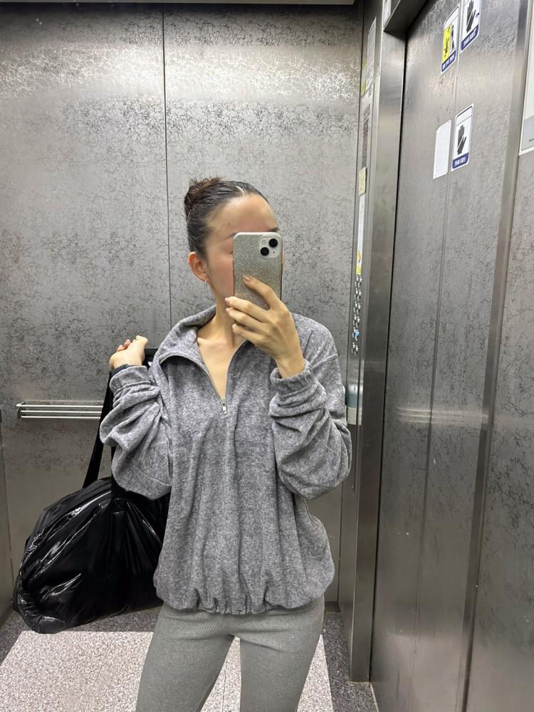 반집업 테리 맨투맨 gray