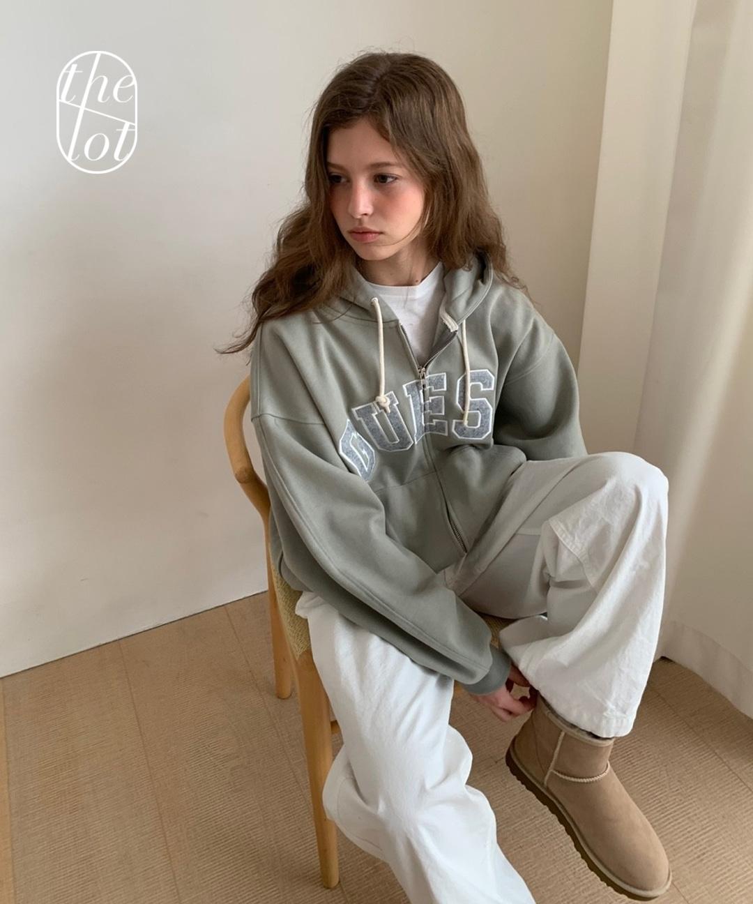 더롯 (당일) [GABRIELLE] 가브리엘 게스트 포켓 후드 집업 점퍼 (4color) 기모/후디/자수/포켓/배색/루즈핏/오버핏/일상룩