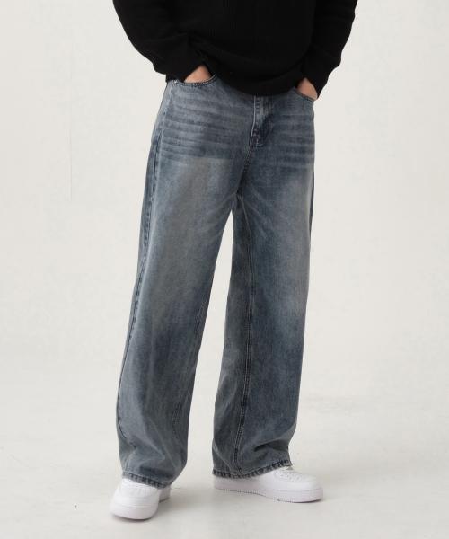 *기모상품추가* 루즈 워시드 벌룬핏 와이드 데님 팬츠 유니섹스 (그레이)