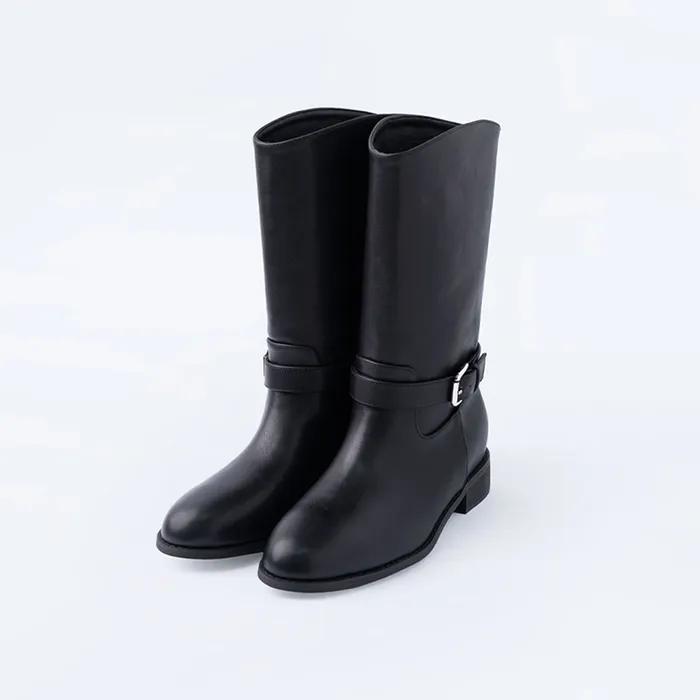 Buckle midi boots_leather black