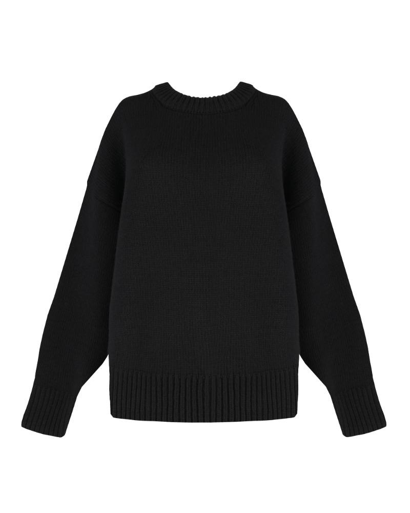 헤일리 오버핏 캐시미어 니트 - BLACK