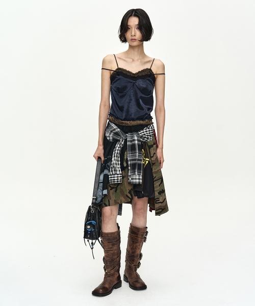 REWORKED VINTAGE JERSEY CAMISOLE DRESS atb1570w(NAVY)