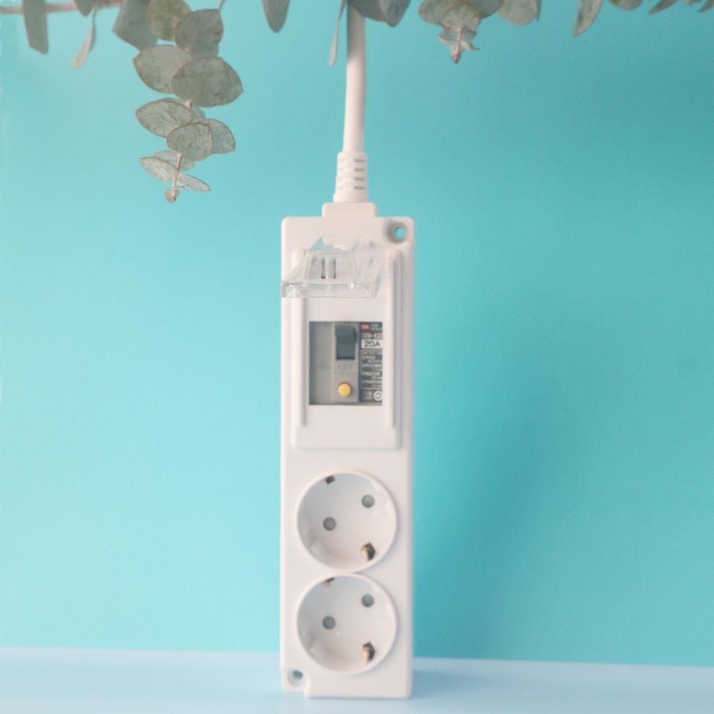 국산 고용량 고전력 누전 차단 에어컨 건조기 4000W 대용량 멀티탭 콘센트 2구 2M