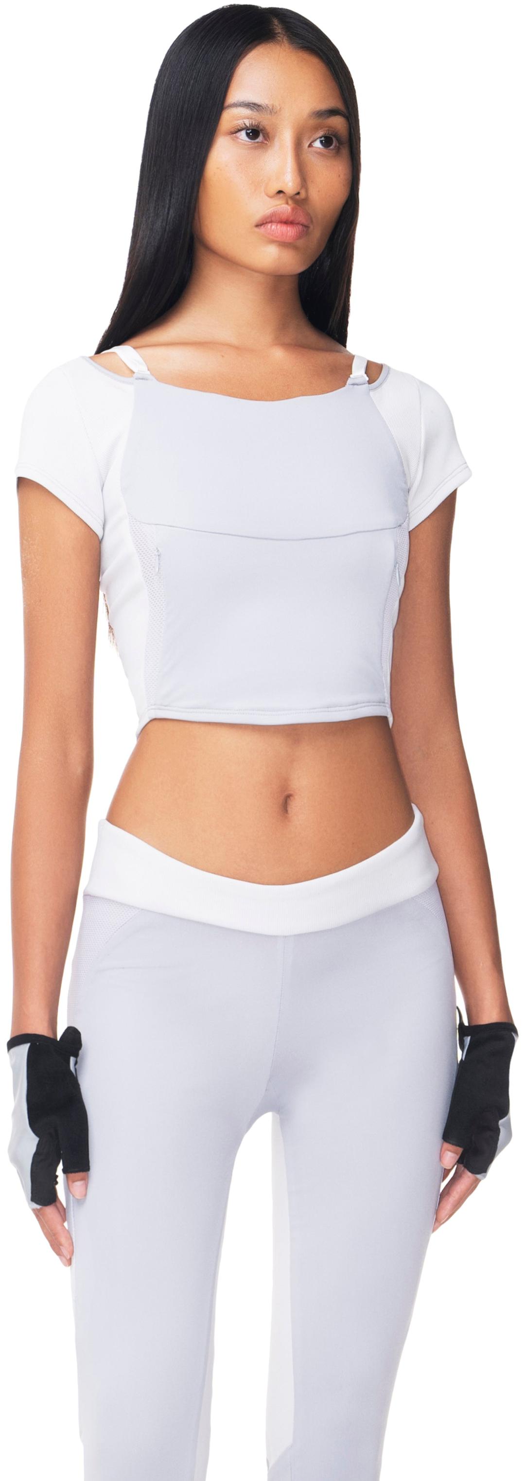 TECHNICAL YOGA CROPPED TOP - LIGHT GRAY / 1