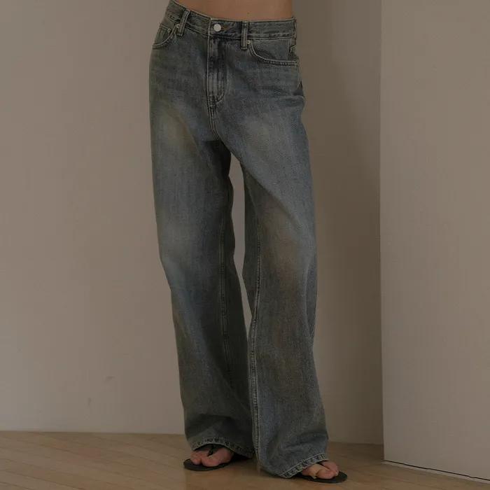 Vintage loose fit denim pants KNSS04PT04_Dark Blue