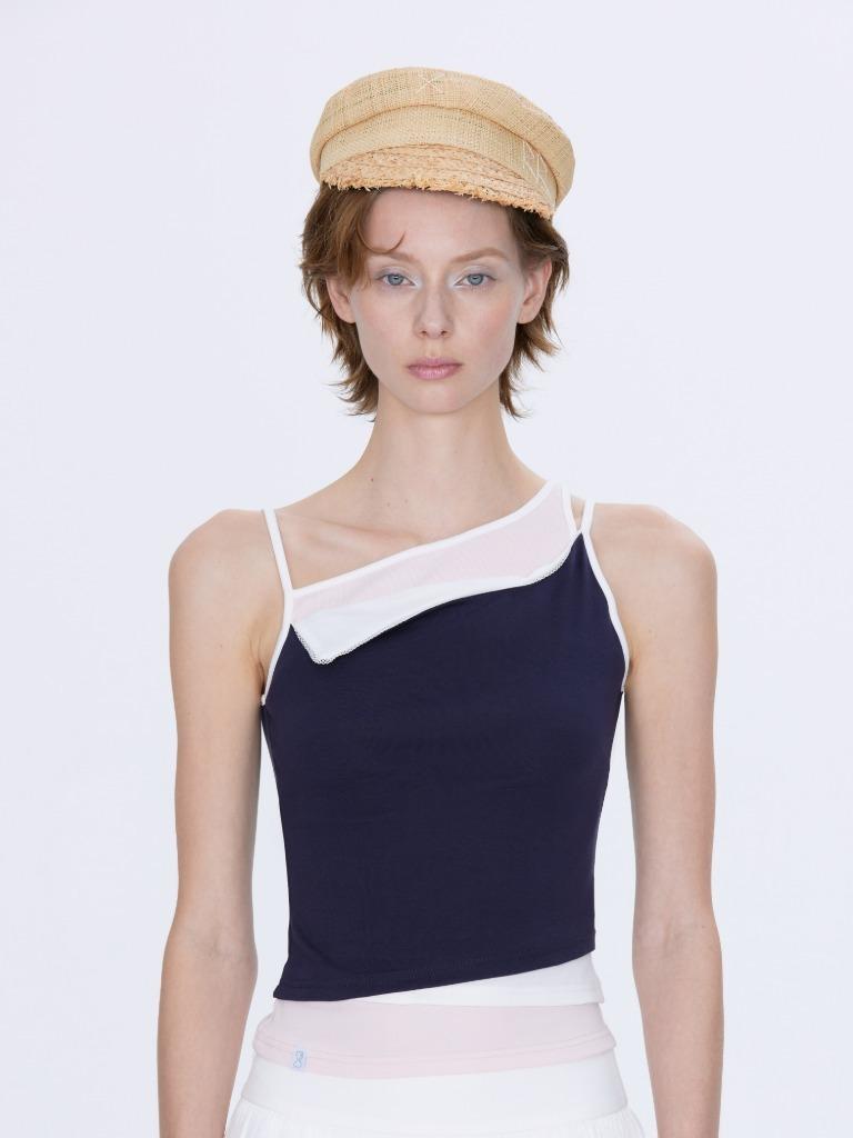 Three-collar Punching Lace Patch String Sleeveless