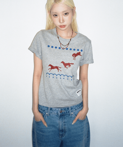 do blue 세미크롭 반팔티 [그레이 멜란지]