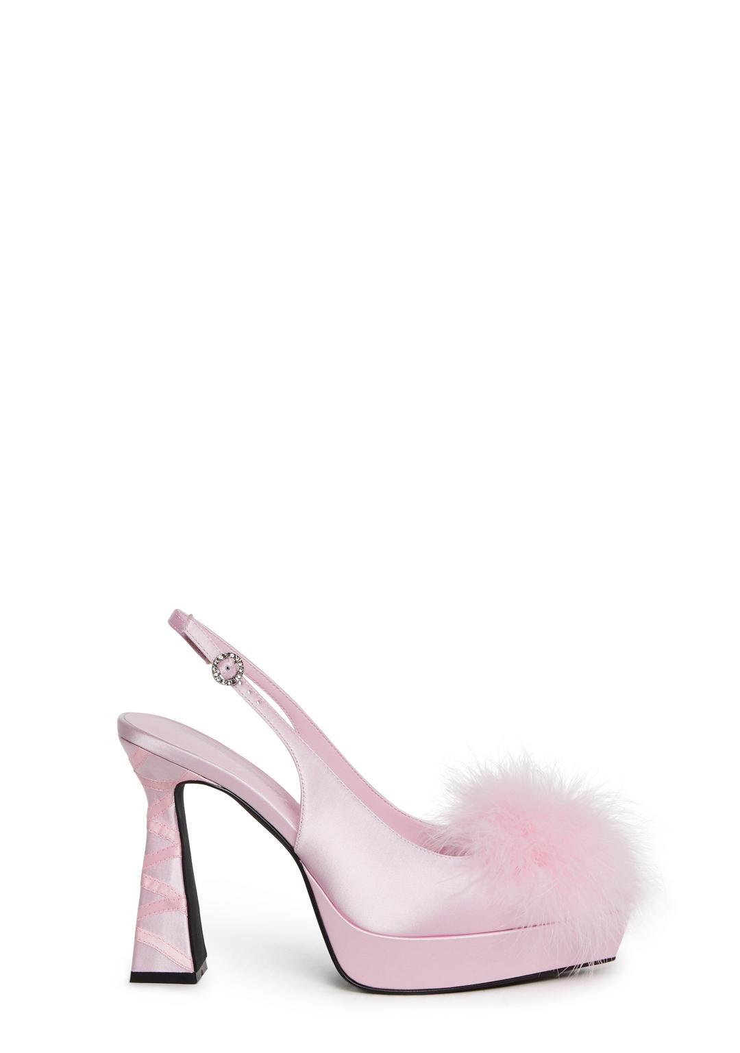 In My Boudoir Marabou Heels - PINK / US 5