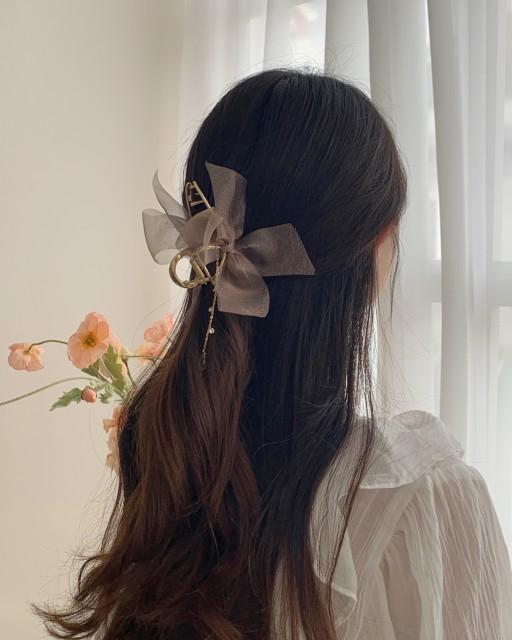 🌸무배/1만원대🌸소이 쉬폰 리본 꼬임 헤어 집게핀