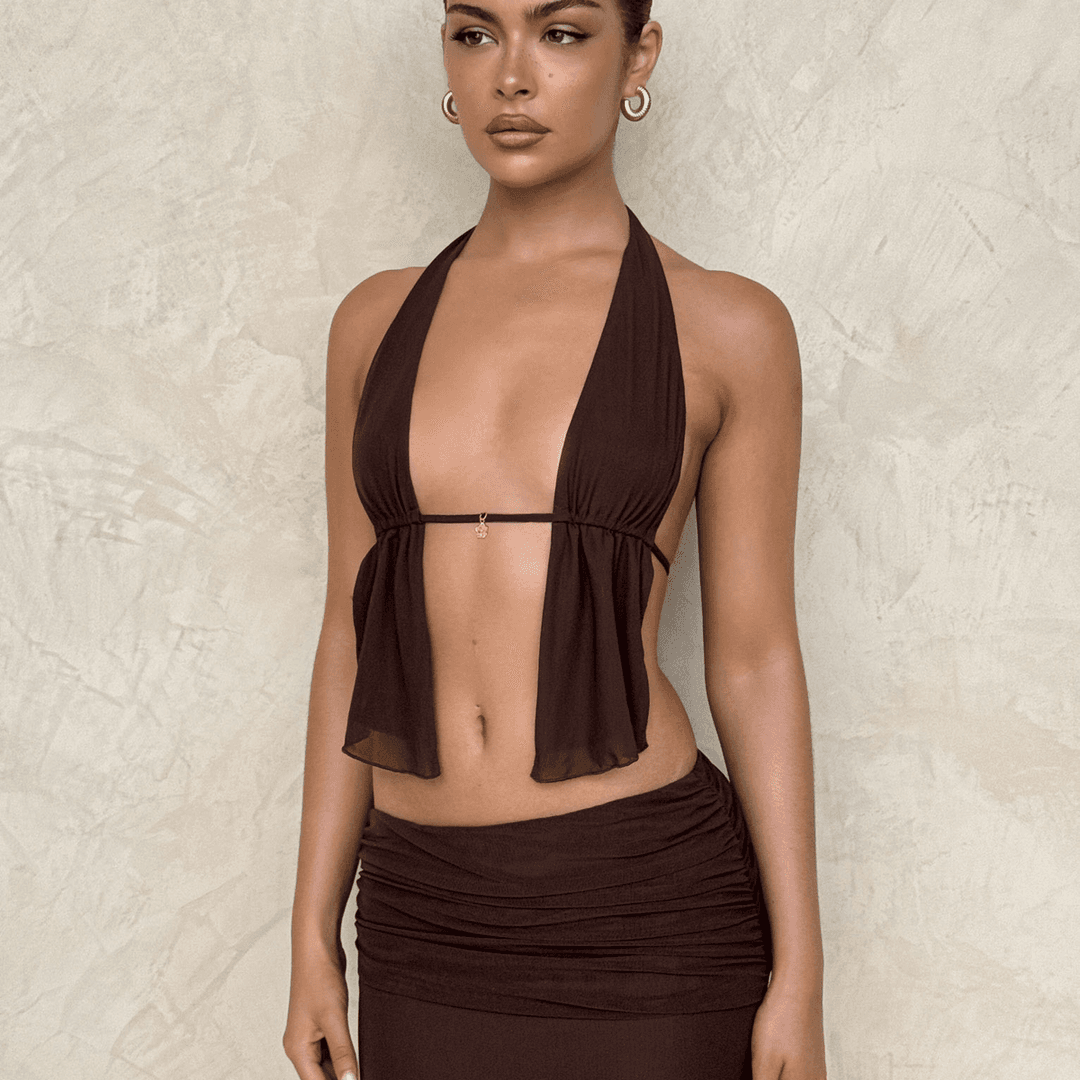 ESHA TOP - BROWN : CHOCOLATE