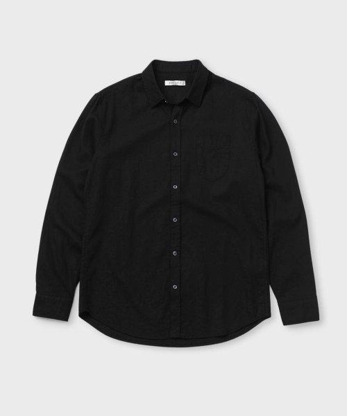 슬림핏 리넨 비스코스 포켓 셔츠 [블랙]