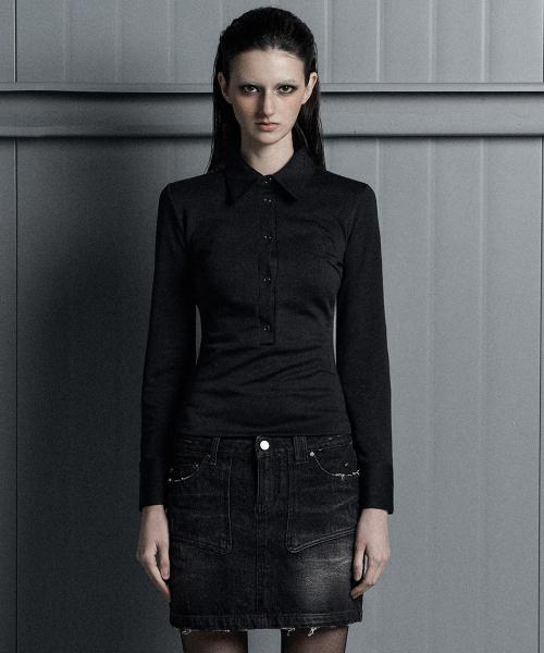 SPAN SNAP SHIRT [BLACK]