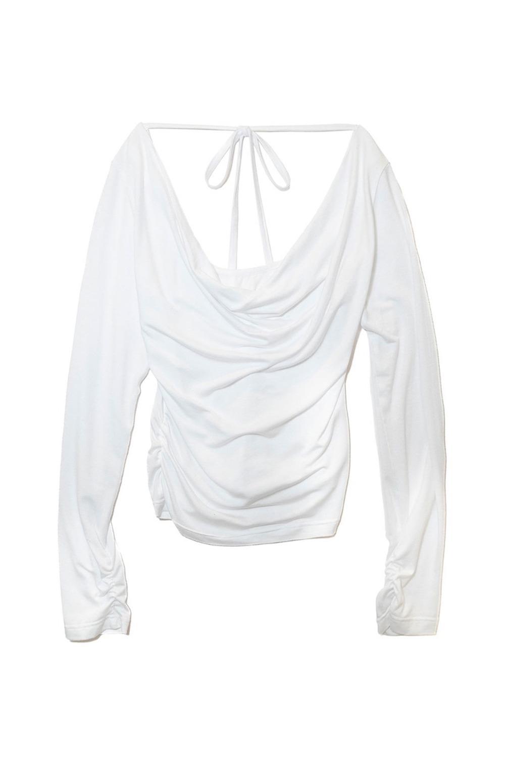 Modal Cowl Neck T_WHITE