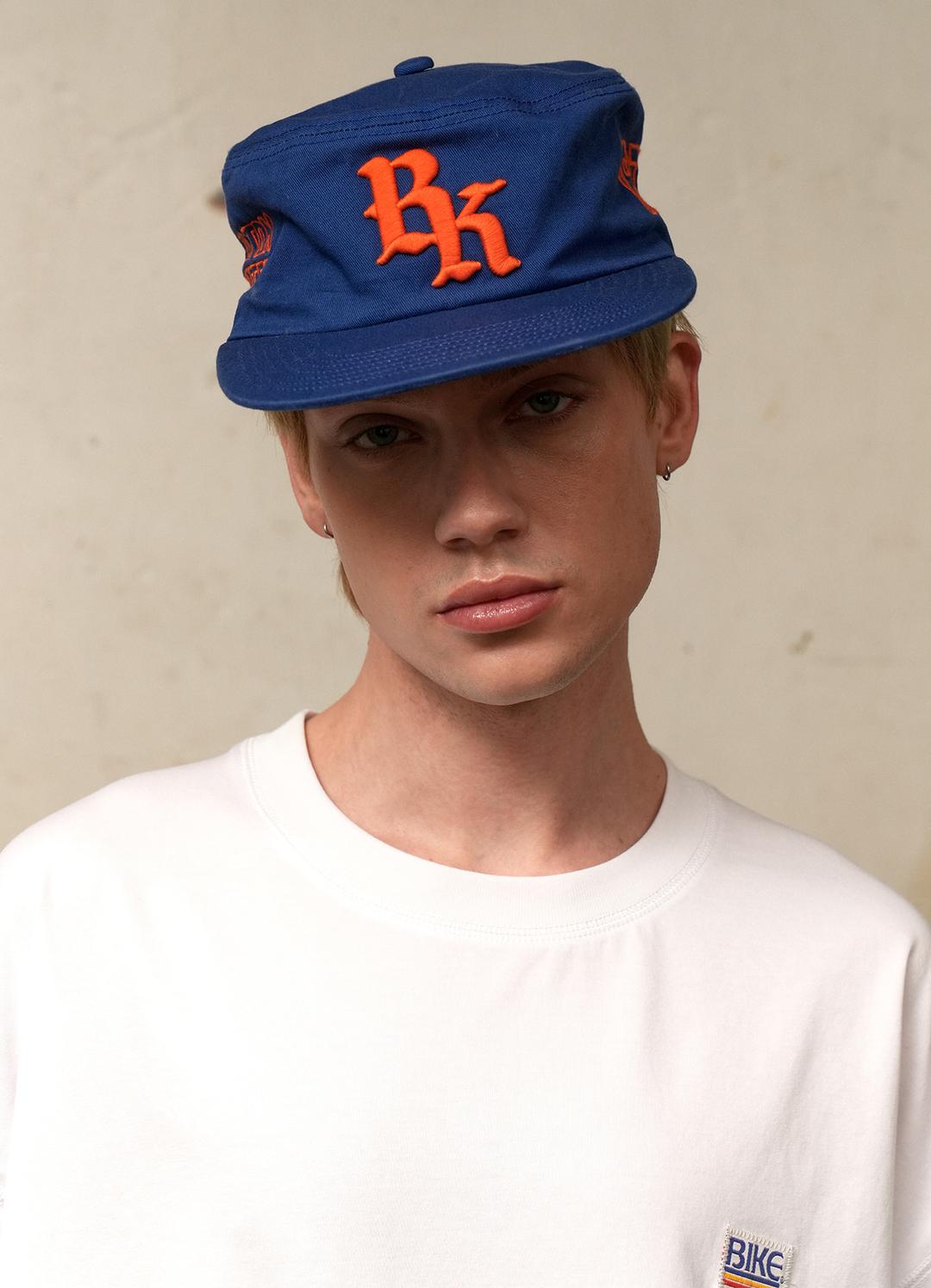 BK LOGO PILLBOX HAT _ BLUE