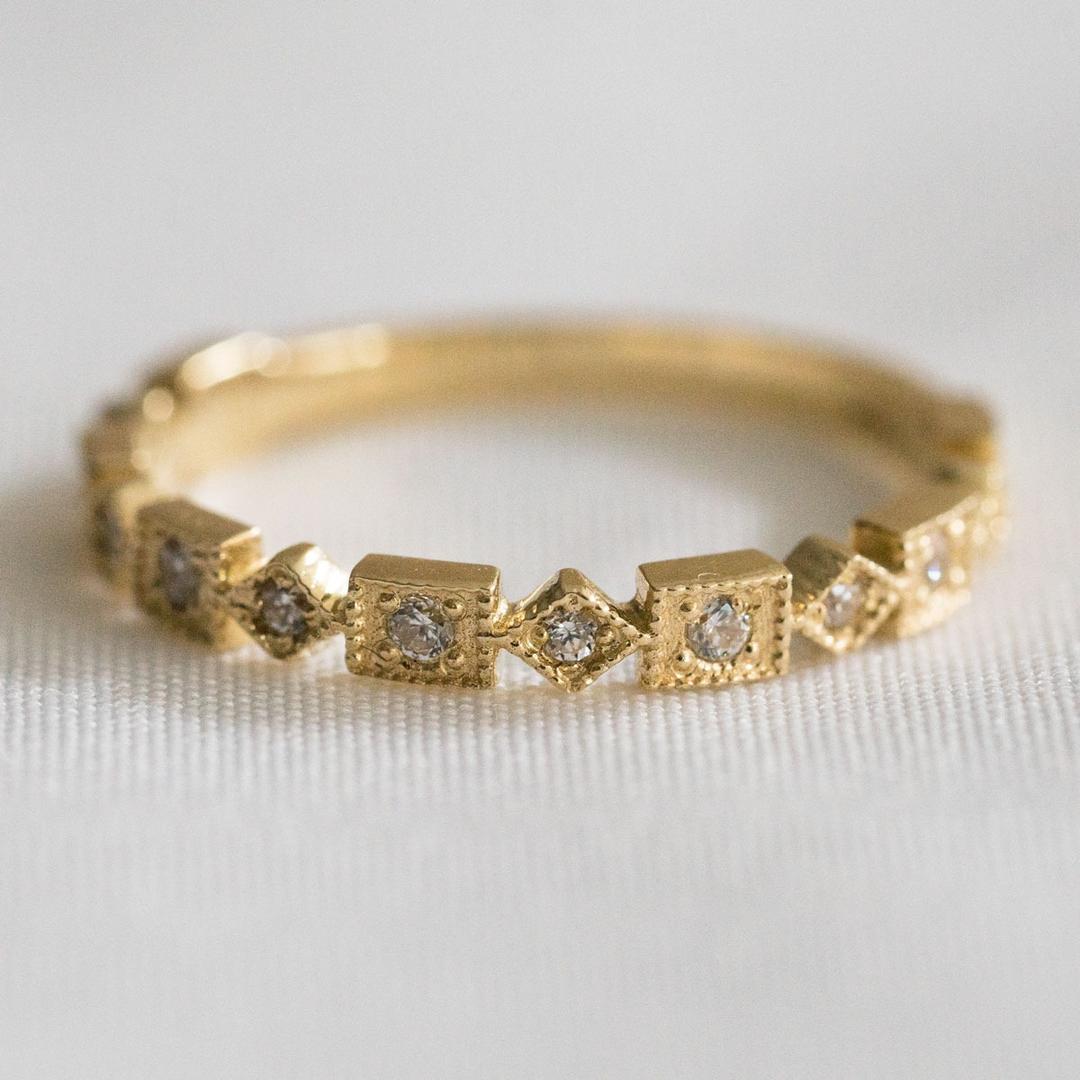 14K 18K 꼬냑 다이아몬드 도형 반지