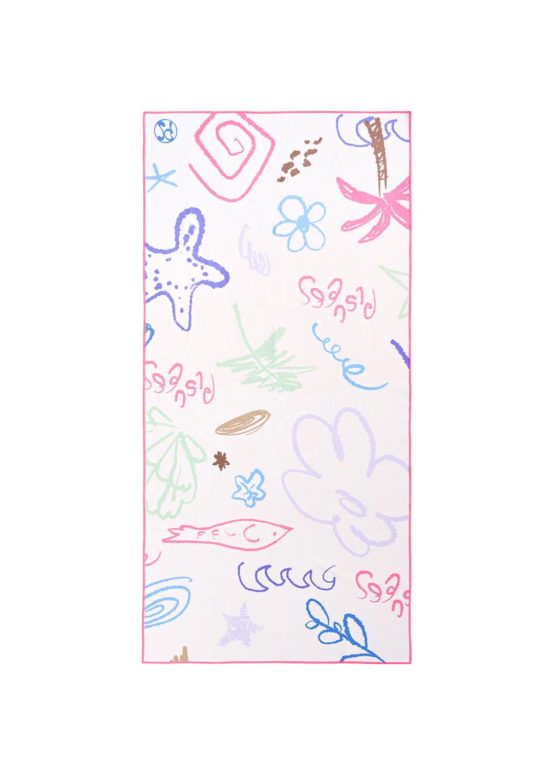 Doodle Drawing Beach Towel_Ivory