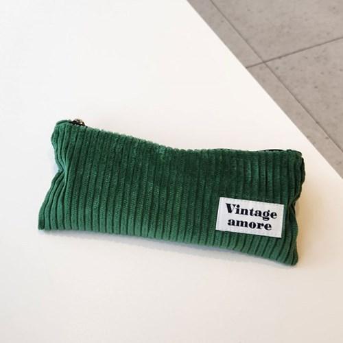 코듀로이 납작필통_그린