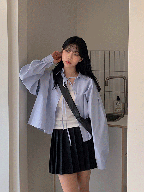리본 크롭 shirts - 3color