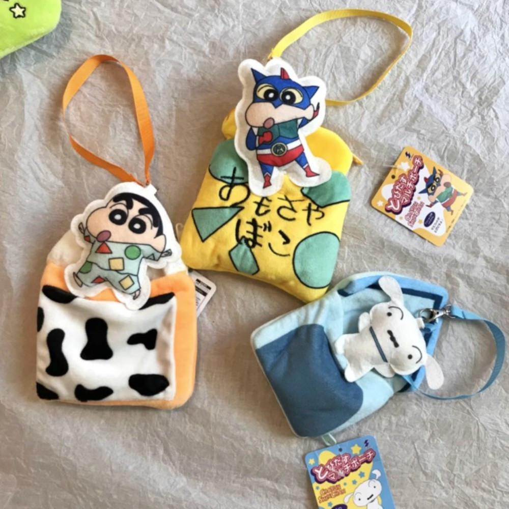 짱구 동전지갑 액션가면 흰둥이 카드 홀더 파우치 지퍼 지갑 목걸이