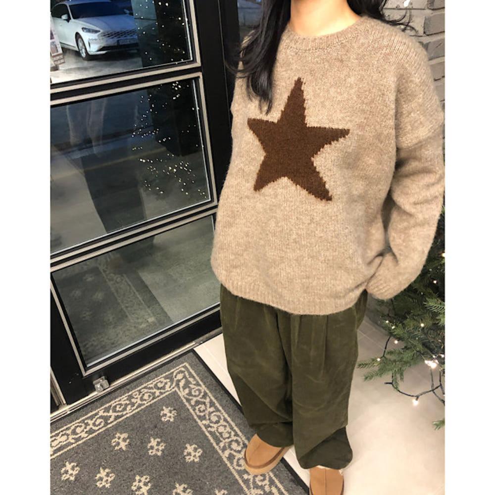 별 오버핏 라운드넥 가오리 크리스마스 겨울 니트 (3 color)