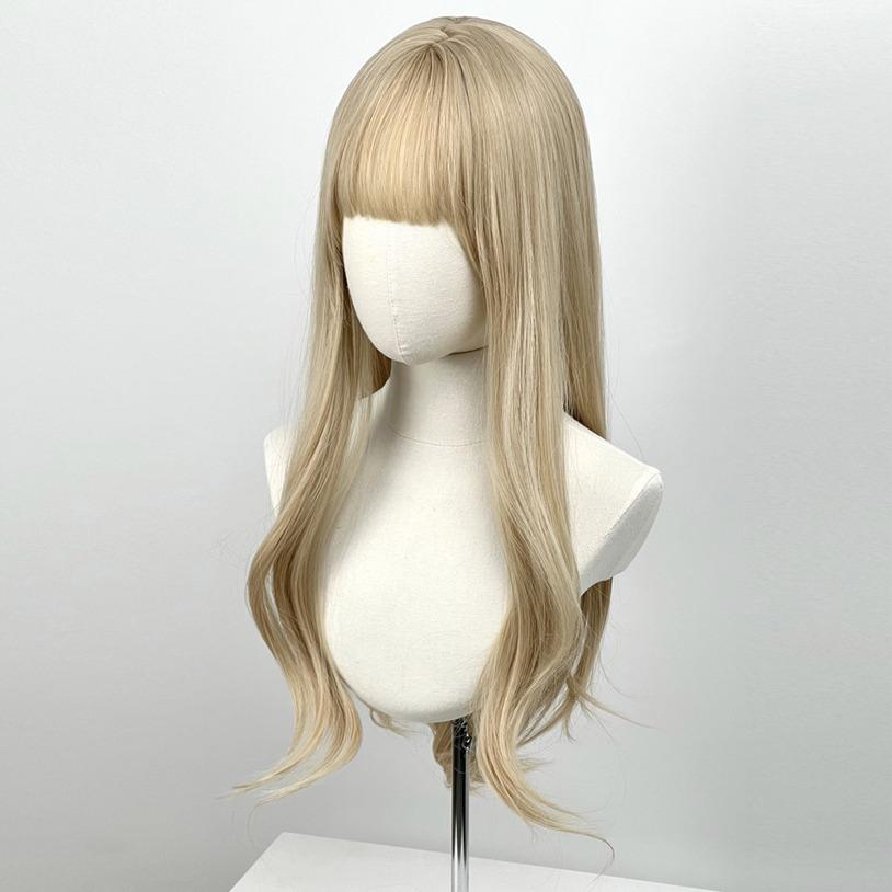 블론드 S컬 통 가발