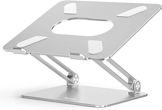 BoYata Laptop Stand, Laptop Stand, Tablet Stand, Classroom Stand, Adjustable Height/Angle, Improves Posture, Relieves Back Pain, Foldable, Computer Stand, Non-Slip, Aluminum Alloy, Compatible with Laptops and Tablets up to 17 Inch (Silver)