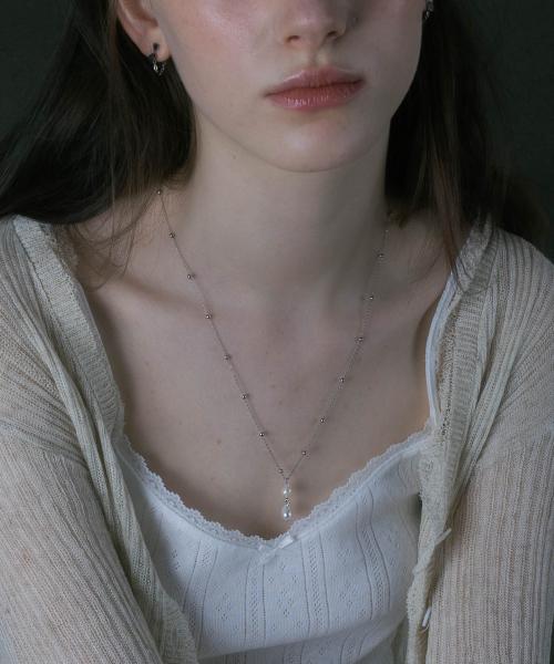 드롭 진주 볼 체인 목걸이_PM25N008SS