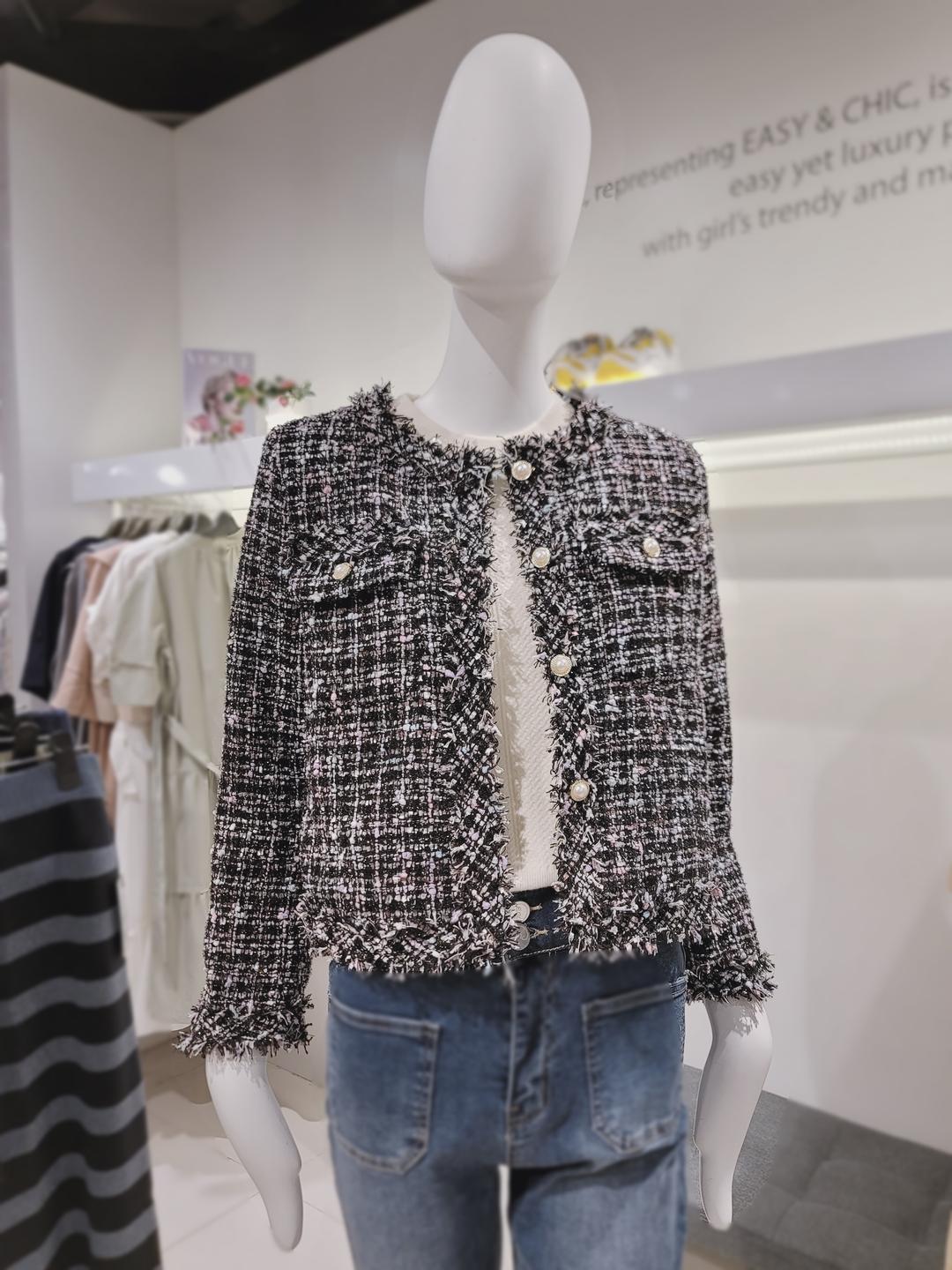 EnC [기간한정 특가] 컬러사 & 메탈 라운드 트위드 자켓 02V JK338 02V