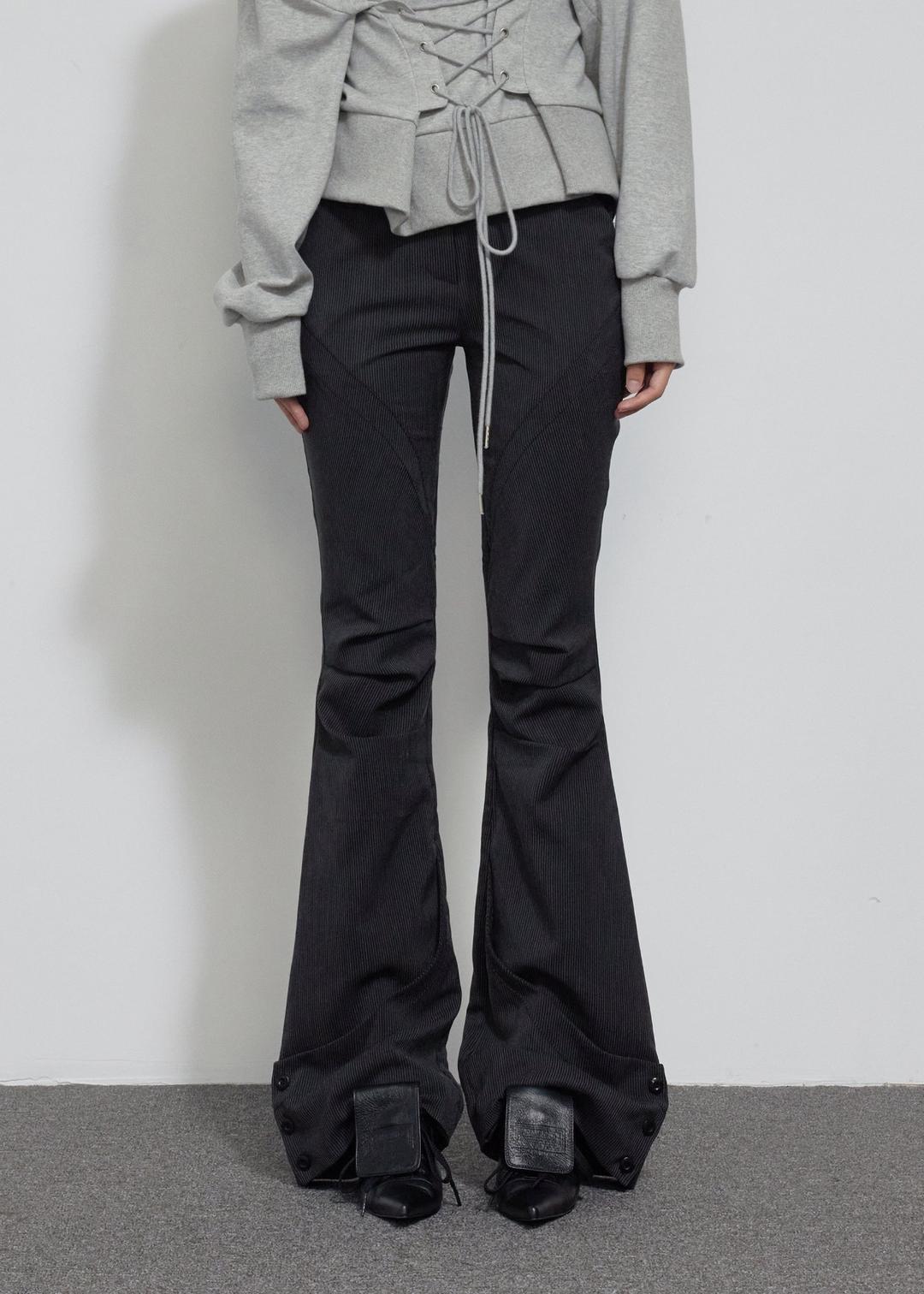 LEG LINE BOOTCUT PANTS, STRIPE BLACK
