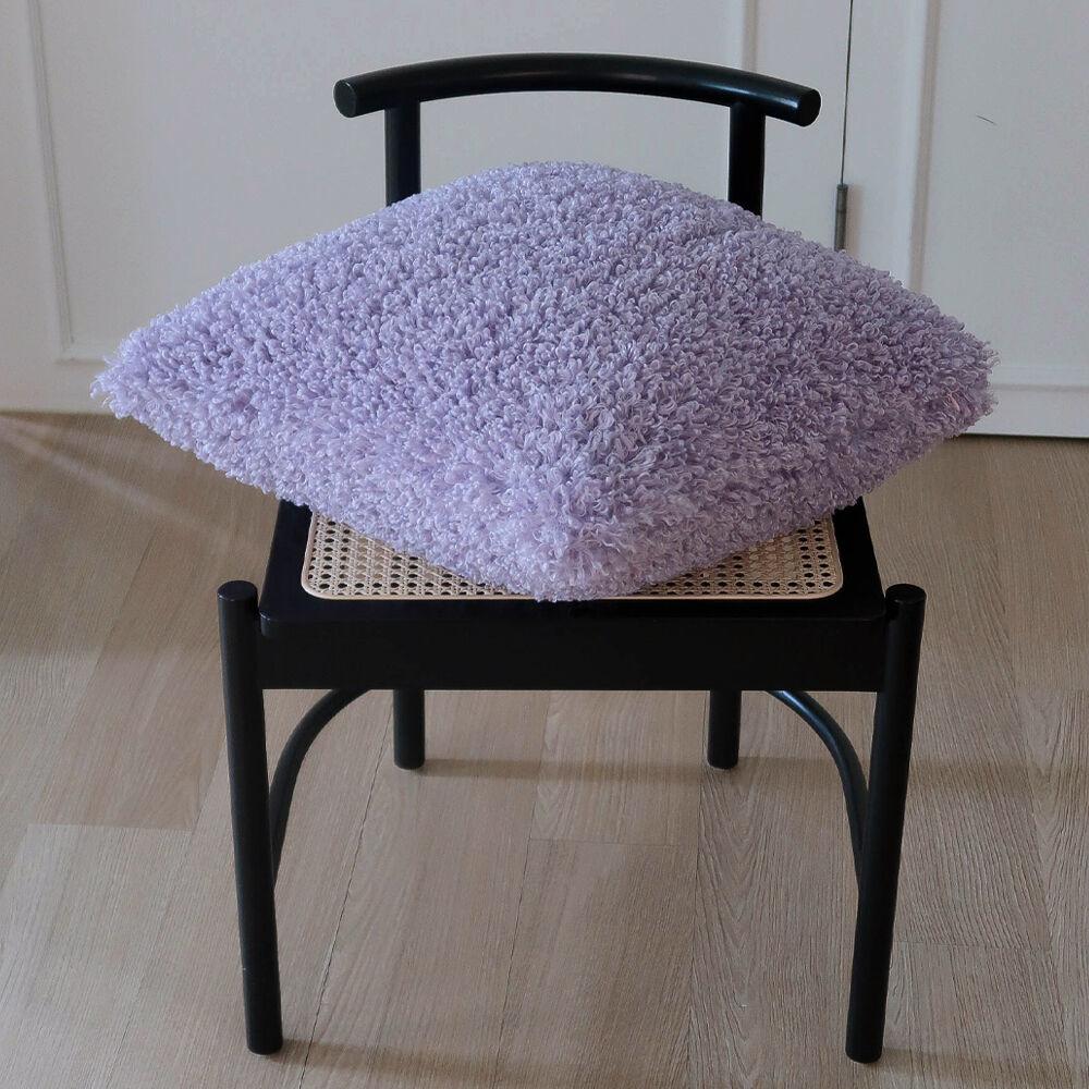 펌 뽀글이 쿠션 커버 (purple)